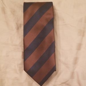 Firenze mens silk tie - brown and navy stripe